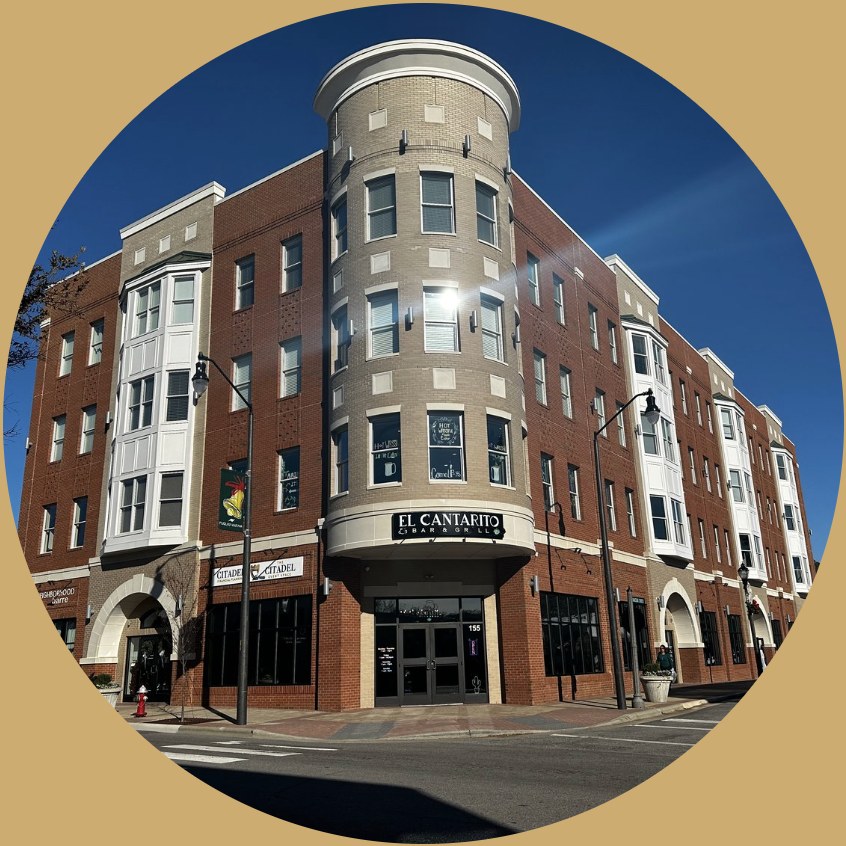 The Citadel Event Space building exterior, corner of El Cantarito in downtown Fuquay-Varina